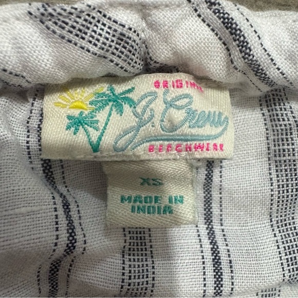 J. Crew Beach Coverup Linen Blend Gray White Striped Women Sz XS Preppy Nautical - Picture 8 of 11